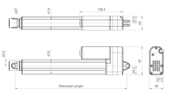 Electric Telescopic Actuator 3-Stage 330lb Load 7"-31" Customizble Stroke Office Automation