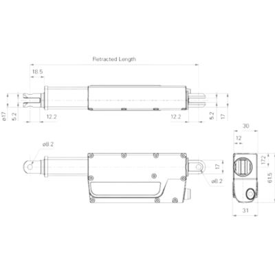 12V 24V DC Drive Slim Electric Linear Actuator 1500N Hall Sensors Feedback IP66