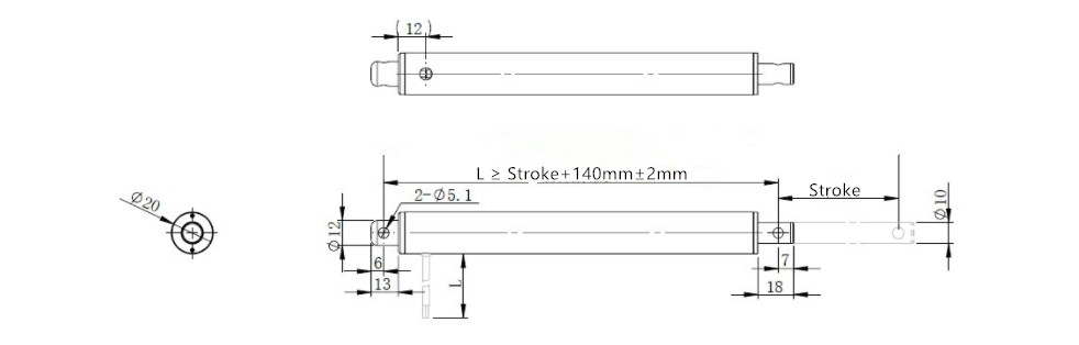 Electric DC Tubular Actuator 20mm Tube 5KG//10KG/15KG Thrust 10mm-400mm Travel Rod